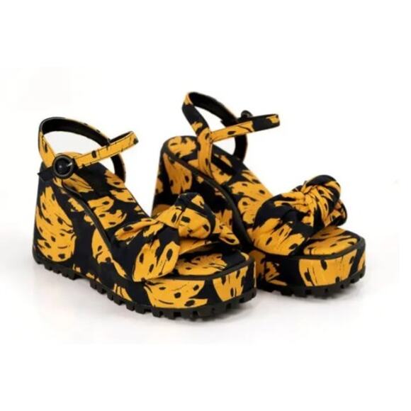 Farm Rio Caramel Bananas Knotted Platform Sandals Sz. 7 - Picture 1 of 11